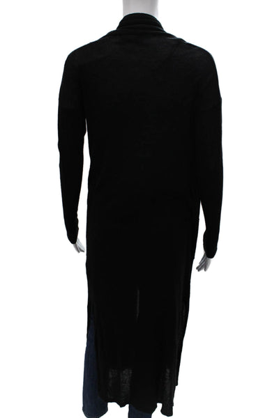 Zara Knit Women Cardigan V-Neck Long Sleeve Black Viscose Size S