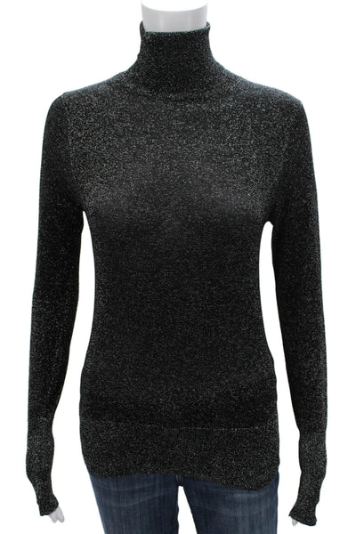 Zara Knit Women Black Viscose Turtleneck Pullover Sweater Long Sleeve Size S