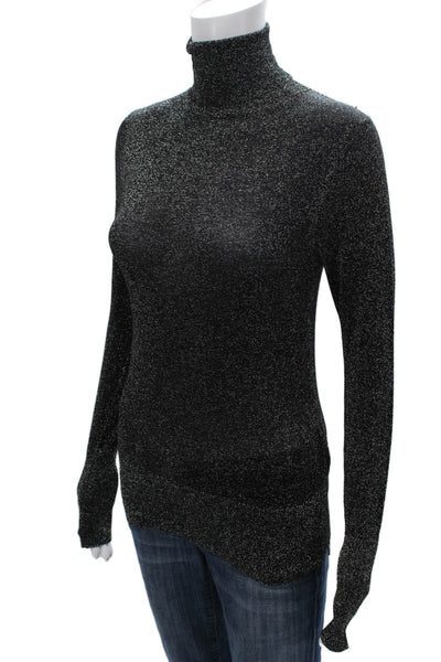 Zara Knit Women Black Viscose Turtleneck Pullover Sweater Long Sleeve Size S
