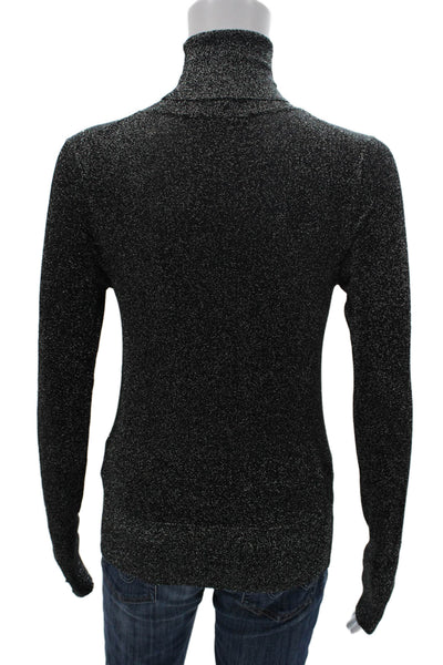 Zara Knit Women Black Viscose Turtleneck Pullover Sweater Long Sleeve Size S