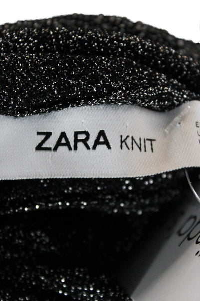 Zara Knit Women Black Viscose Turtleneck Pullover Sweater Long Sleeve Size S