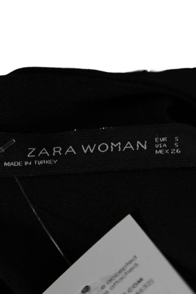 Zara Woman Women Cropped Tank Black V-Neck Polyester Sleeveless Size S