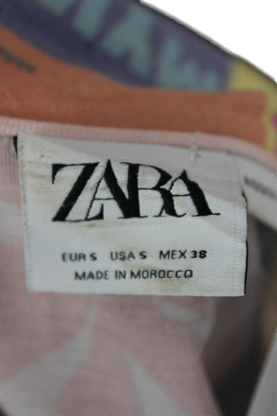 Zara Unisex Adults Basic Multicolor Geometric Collared Button-Up Top Size S