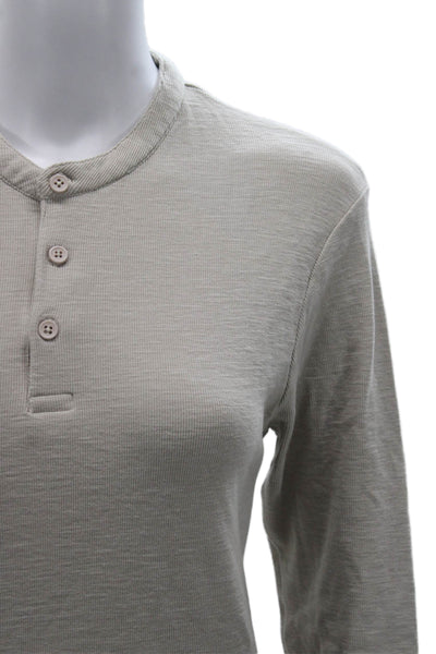 Renuar Mens Henley T Shirt Beige Long Sleeve Size M
