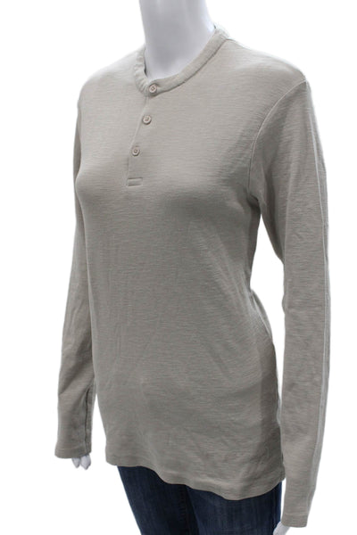 Renuar Mens Henley T Shirt Beige Long Sleeve Size M