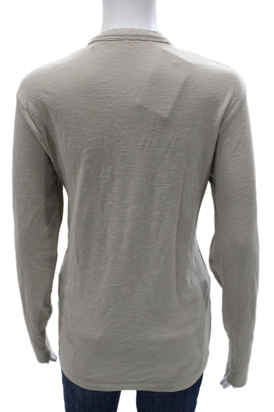 Renuar Mens Henley T Shirt Beige Long Sleeve Size M