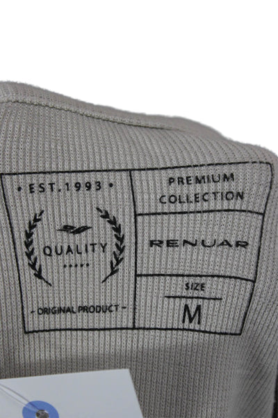Renuar Mens Henley T Shirt Beige Long Sleeve Size M