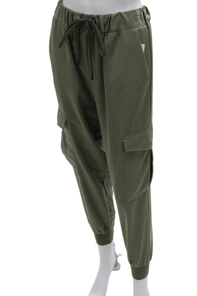 Zara Womens Cargo Pants Green Polyester Drawstring Inseam 28 Size XS