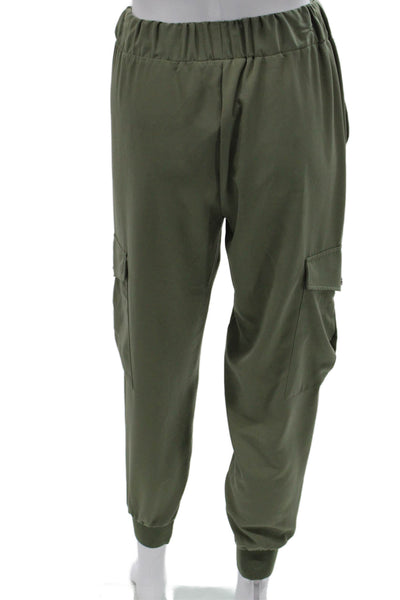 Zara Womens Cargo Pants Green Polyester Drawstring Inseam 28 Size XS