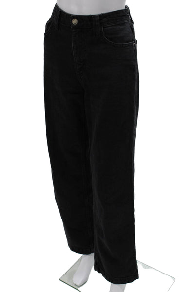 Zara Women Straight Jeans Black High Rise 100% Cotton Size 2