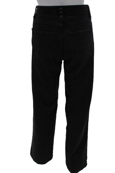 Zara Women Straight Jeans Black High Rise 100% Cotton Size 2