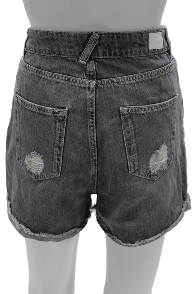 Zara Womens Cut-Off Cotton Shorts Gray Button Size 2