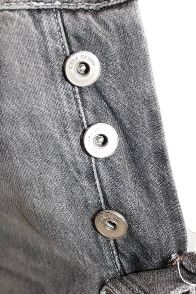Zara Womens Cut-Off Cotton Shorts Gray Button Size 2