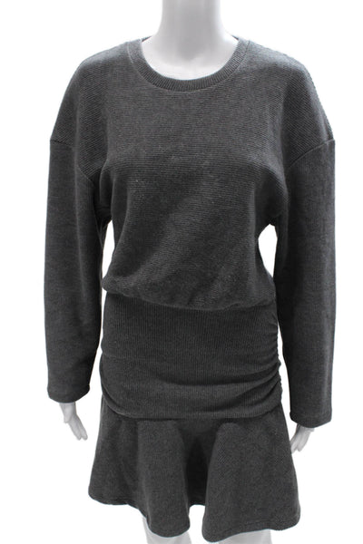 Zara Womens Sweater Dress Gray Long Sleeve Round Neck Polyester Size S