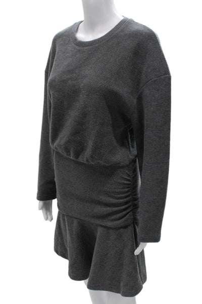 Zara Womens Sweater Dress Gray Long Sleeve Round Neck Polyester Size S