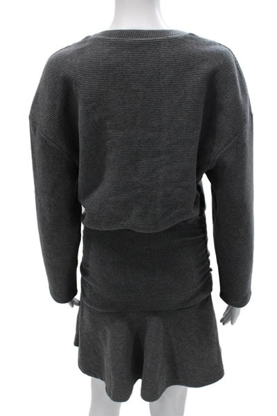 Zara Womens Sweater Dress Gray Long Sleeve Round Neck Polyester Size S