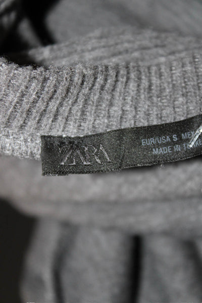Zara Womens Sweater Dress Gray Long Sleeve Round Neck Polyester Size S