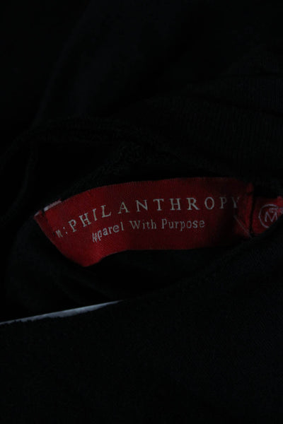 Philanthropy Women Basic Black Cotton Round Neck Short Sleeve T-Shirt Size M
