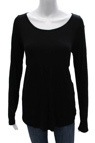 Calypso Saint Barth Women Basic Scoop Neck Long Sleeve T-Shirt Black Size M