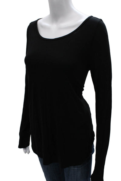 Calypso Saint Barth Women Basic Scoop Neck Long Sleeve T-Shirt Black Size M