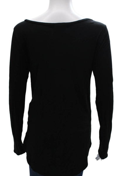 Calypso Saint Barth Women Basic Scoop Neck Long Sleeve T-Shirt Black Size M