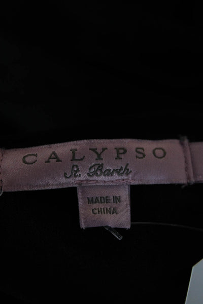 Calypso Saint Barth Women Basic Scoop Neck Long Sleeve T-Shirt Black Size M