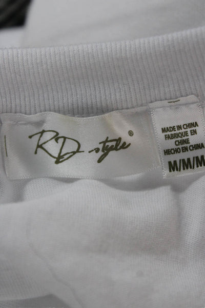 RD Womens Cropped T-Shirt White Crew Neck Cotton Sleeveless Size M