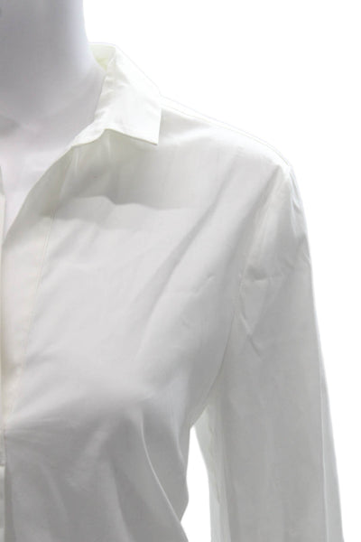 Piazza Sempione Women Tunic Blouse White Collared Button Long Sleeve Size 44