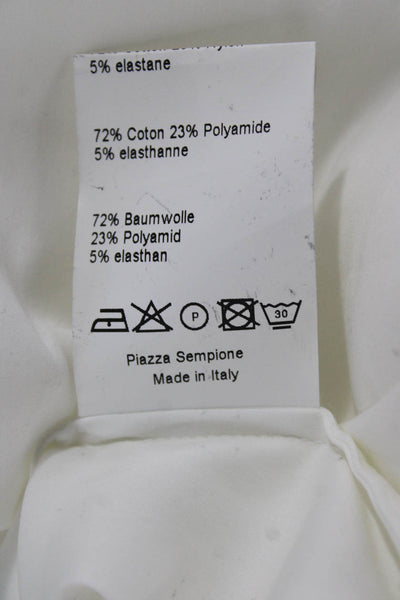 Piazza Sempione Women Tunic Blouse White Collared Button Long Sleeve Size 44