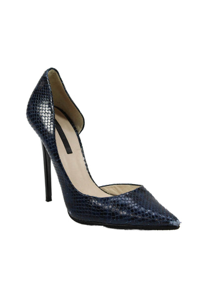 Zara Womens Faux Snakeskin D'Orsay Stiletto Heels Blue Size 8