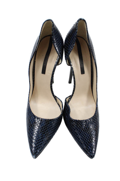 Zara Womens Faux Snakeskin D'Orsay Stiletto Heels Blue Size 8