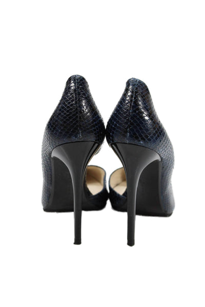 Zara Womens Faux Snakeskin D'Orsay Stiletto Heels Blue Size 8