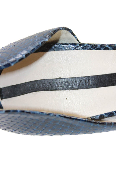 Zara Womens Faux Snakeskin D'Orsay Stiletto Heels Blue Size 8
