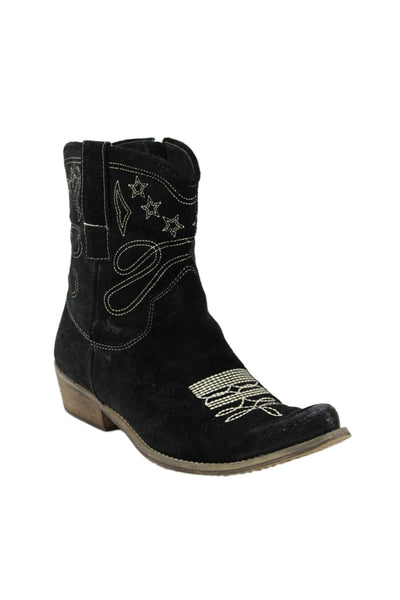 Boutique 9 Womens Suede Jolisa Cowboy Ankle Boots Black Size 7.5 Medium