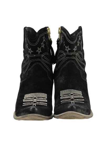Boutique 9 Womens Suede Jolisa Cowboy Ankle Boots Black Size 7.5 Medium