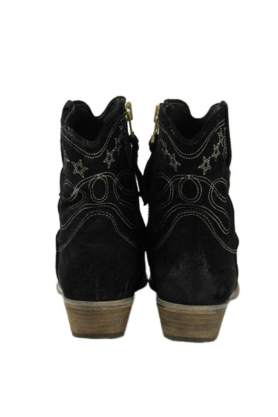 Boutique 9 Womens Suede Jolisa Cowboy Ankle Boots Black Size 7.5 Medium