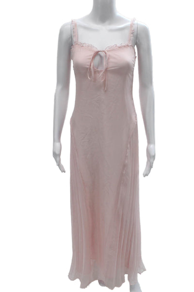 Meshki Womens Pink Maxi Dress V Neck Sleeveless Mid Calf Polyester Size 26