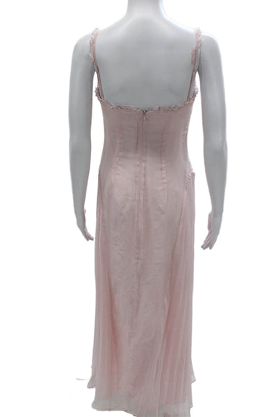 Meshki Womens Pink Maxi Dress V Neck Sleeveless Mid Calf Polyester Size 26