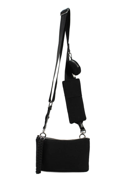 Athleta Women's Zip Closure Attach Coin Purse Black Crossbody Handbag