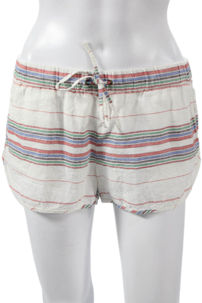 J Crew Womens White Striped Linen Drawstring Sweat Shorts Size XS