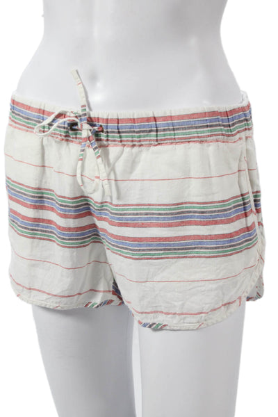 J Crew Womens White Striped Linen Drawstring Sweat Shorts Size XS