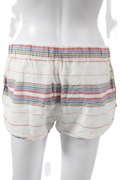 J Crew Womens White Striped Linen Drawstring Sweat Shorts Size XS