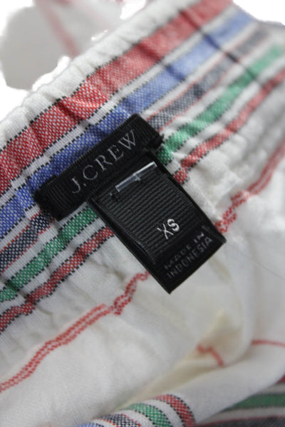 J Crew Womens White Striped Linen Drawstring Sweat Shorts Size XS