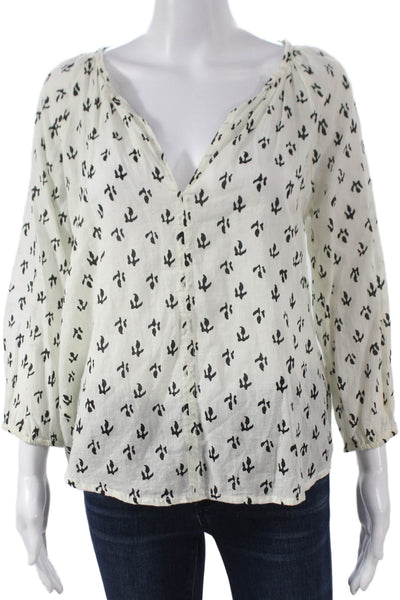 Velvet by Graham & Spencer Womens Tunic White V-Neck 3/4 Sleeve Size S