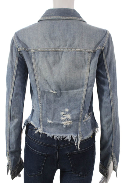 Hidden Women Basic Jacket Blue Button Cotton Long Sleeve Size XS