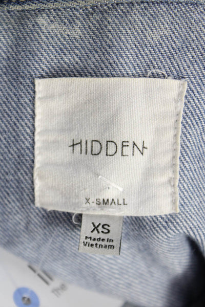 Hidden Women Basic Jacket Blue Button Cotton Long Sleeve Size XS