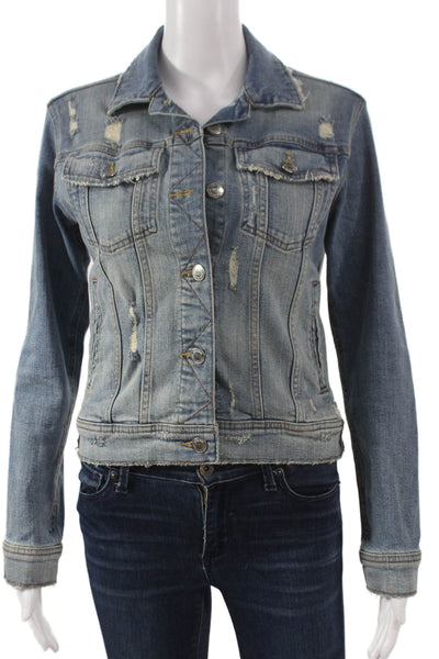Zara Basic Womens Blue Basic Jacket Long Sleeve Cotton Size XS