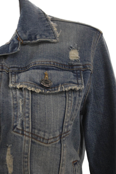 Zara Basic Womens Blue Basic Jacket Long Sleeve Cotton Size XS