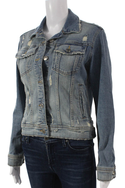 Zara Basic Womens Blue Basic Jacket Long Sleeve Cotton Size XS