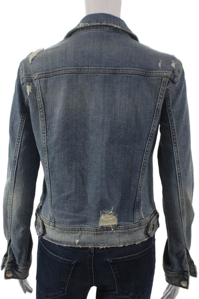 Zara Basic Womens Blue Basic Jacket Long Sleeve Cotton Size XS